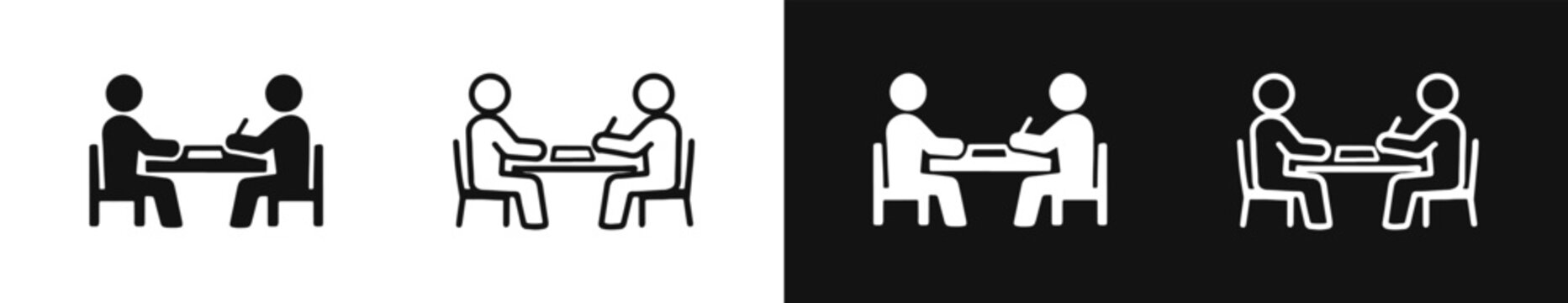 Set of icons representing an interview, meeting, or discussion between two people
