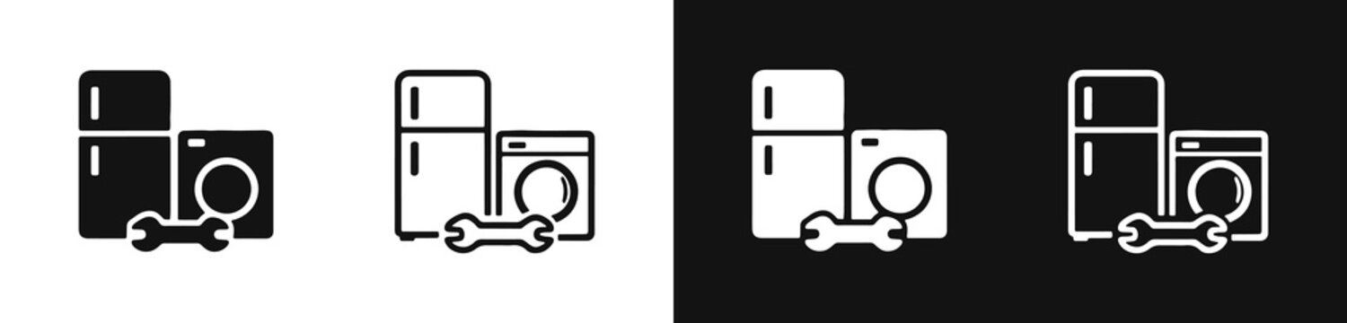 Home appliance repair icons with wrench