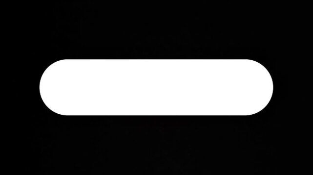 2D motion graphic footage showing a white rounded capsule bar sliding horizontally and expanding on a black background, designed for modern user interface overlay or video lower third element.