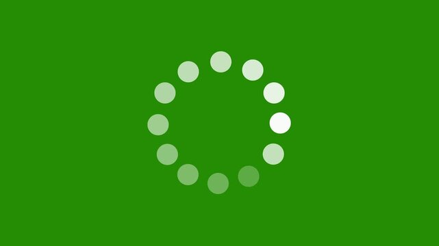 Buffering Spinner Loop Animation on Green Screen Background with 4k.