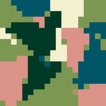 Abstract organic camouflage pattern in green and beige colors, modern camouflage shape background, seamless vector design.