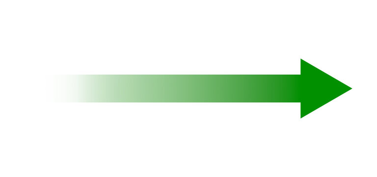 Green right-pointing arrow with fade gradient effect on white background