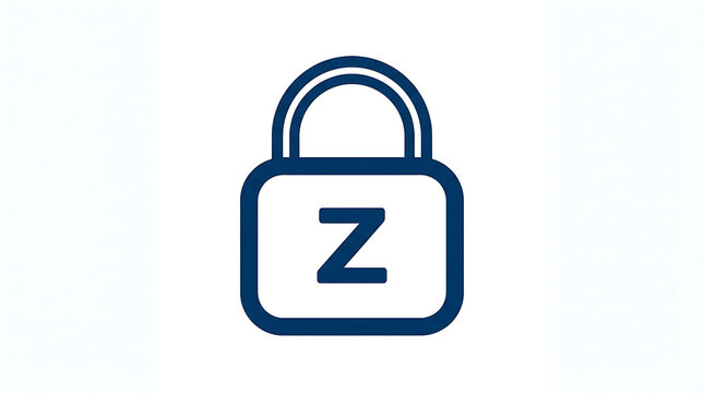 Lock with letter z in dark blue color on a white background
