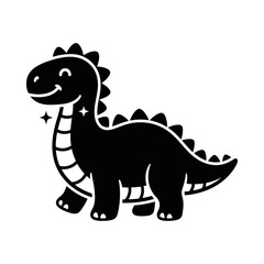 Fototapeta premium Cute dinosaur stegosaurus silhouette cartoon illustration.