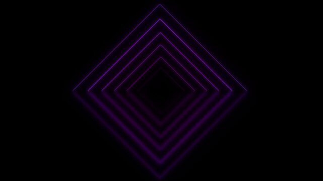 Violet geometric light frame visual stacked diamond shapes, soft reflections, and dark empty center. EDM videos, fashion titles, premium reveals, stage graphics, and motion design backgrounds.