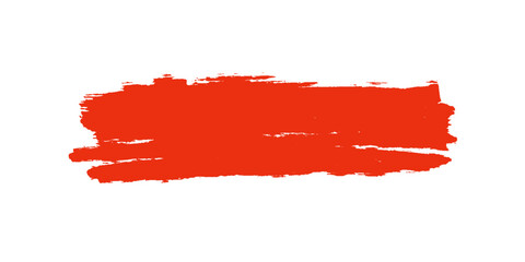 A bold red brushstroke, resembling a vibrant smear of paint, creates a striking abstract element on a clean white canvas. © RD Visuals