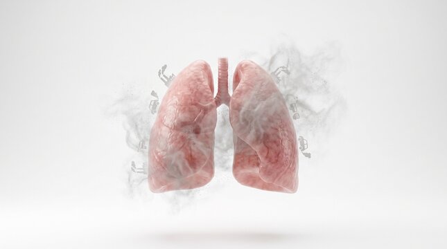 Human Lungs Damaged by Cigarette Smoke Concept Illustrating Respiratory Health Risks and Chronic Pulmonary Disease Dangers