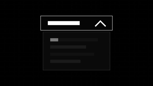 Minimalist Obsidian Monolith Square Dropdown Menu Chevron Flipping UI Outline Animation