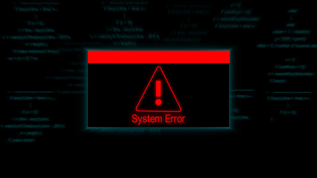 System error warning message represents critical computer network alert. System error warning message for cybersecurity danger. System error warning message background for info.