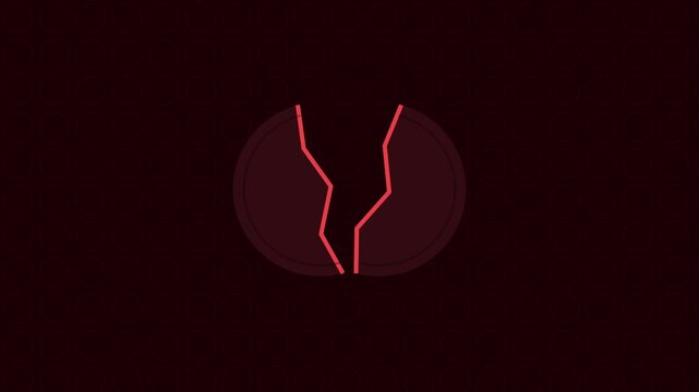 Minimalist Crimson Vector Target Circular Core Breaking Into Two Halves Outline Animation
