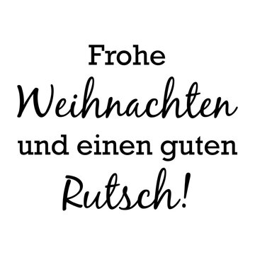 Frohe Weihnachten und einen guten Rutsch, Kartentext f&uuml;r Weihnachtskarte, schwarz, deutscher Text Wolke Vektor Illustration