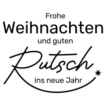 Frohe Weihnachten und einen guten Rutsch, Kartentext f&uuml;r Weihnachtskarte, schwarz, deutscher Text Wolke Vektor Illustration