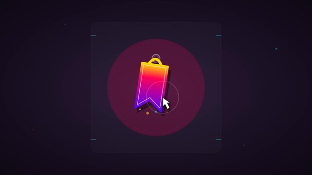 Bookmark ribbon UI icon dropping down and filling with vibrant color