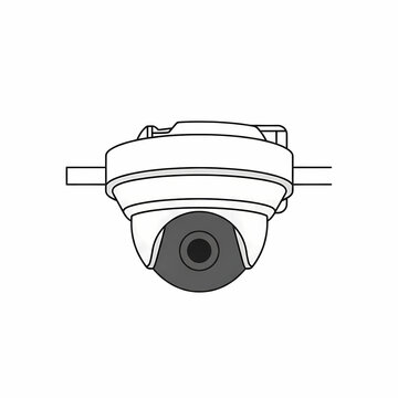 A technical schematic representation of a dome shaped security monitor device designed for professional surveillance applications in buildings to enhance property protection and improve safety