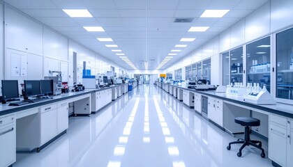 Fototapeta premium Modern Science Laboratory with Advanced Equipment and Cleanroom Environment.