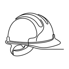 Fototapeta premium Continuous Line Drawing of a Construction Hard Hat Safety Helmet for Site Workers