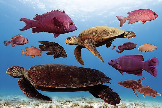 Sea Turtles and Tropical Fish