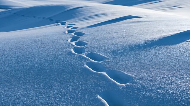 Serene, sun-dappled snowy trail winds through a pristine. 64k 8k widescreen, HDR
