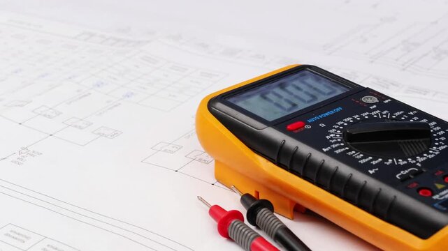 A digital multimeter for measuring the parameters of electrical circuits. Close-up. Soft focus.