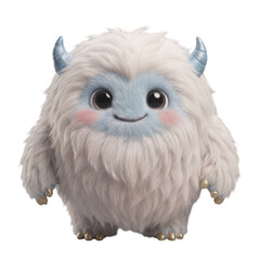 Obraz premium Cute yeti smiling monster character rendered in 3d cartoon style