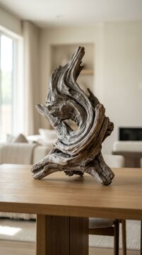 Unique Driftwood Sculpture as a Striking Interior Design Element.