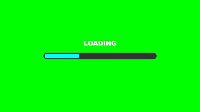 Loading progress bar on bright green screen video sequence.