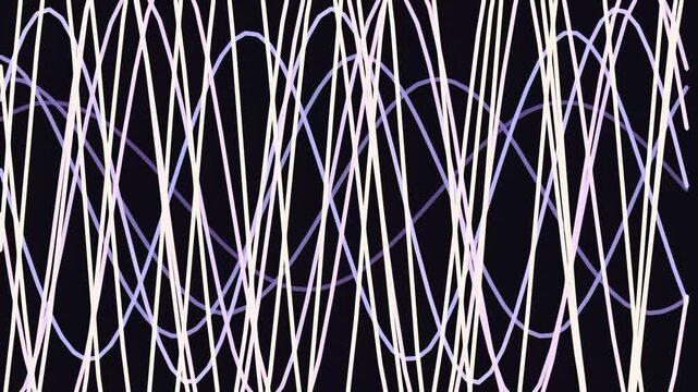 Abstract Wavy Lines and Sine Waves on Black Background