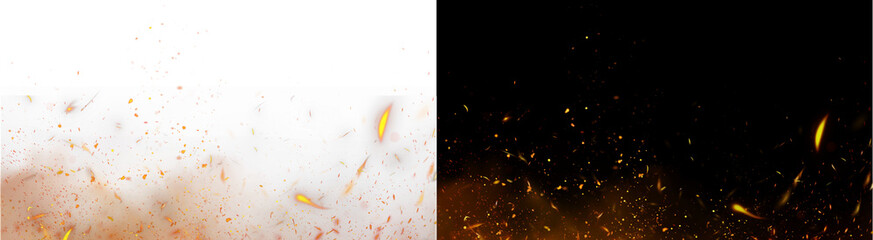 PNG image of glowing fire embers sparks floating particles glowing hot fly overlay element on transparent background © zakir