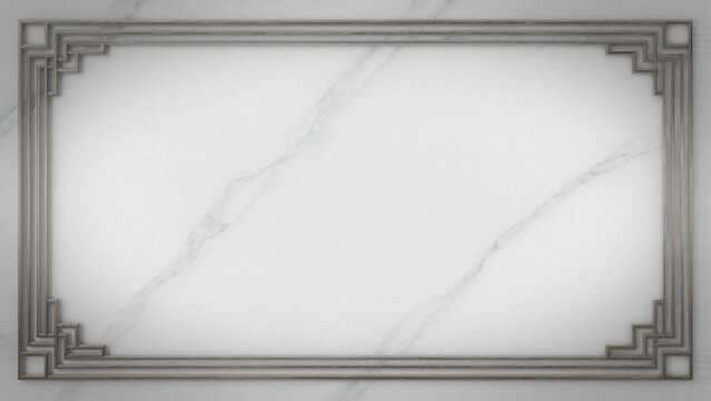 white Calacatta marble frame with subtle grey veining