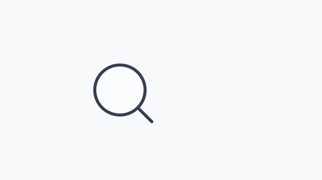 Animated magnifying glass search icon appearing on light background