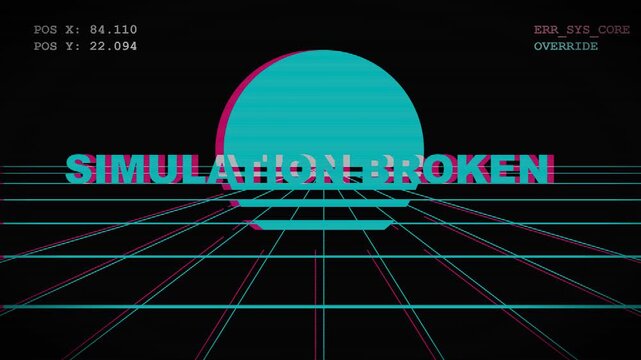 Cyberpunk Synthwave Grid Glitch Art VHS Noise Animation