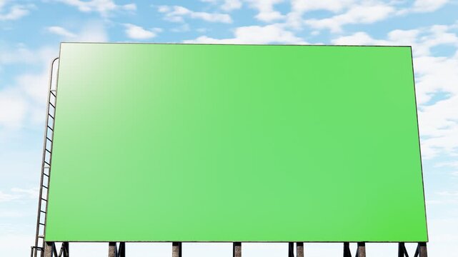 Modern large billboard featuring a green chroma key screen, ideal for advertising mockups, outdoor marketing, digital signage, commercial branding, and promotional presentations.
