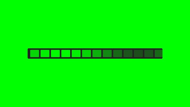 Bright green background motion with long progress bar sequence.