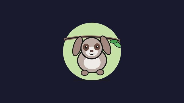 Cute Cartoon Bunny Winking and Blinking in Looping Animation