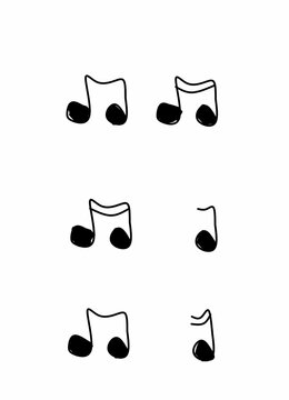 one set music notes in black colored, various vector icon music notes, Flat design music notes. Music notes doodles. 