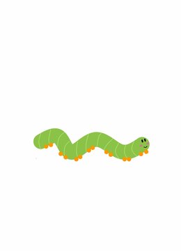 Isolated green colored caterpillar cartoon, green caterpillar vector illustration, cute caterpillar, crawling caterpillar cartoon, butterfly larva
