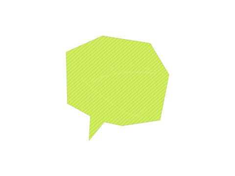 Light green speech bubble icon with diagonal line pattern