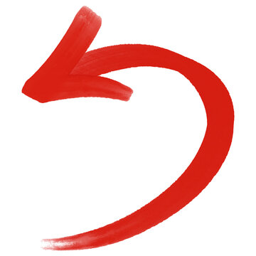 Curved loop return marker arrow illustration features hand drawn u turn brush stroke pointer element. Directional sign isolated on transparent background for sticker layout clip art.