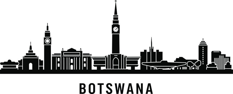 Botswana skyline silhouette gaborone cityscape vector illustration