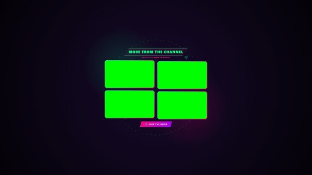 Modern channel recommendation end screen with chroma key boxes