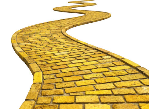 Yellow brick road isolated on transparent background