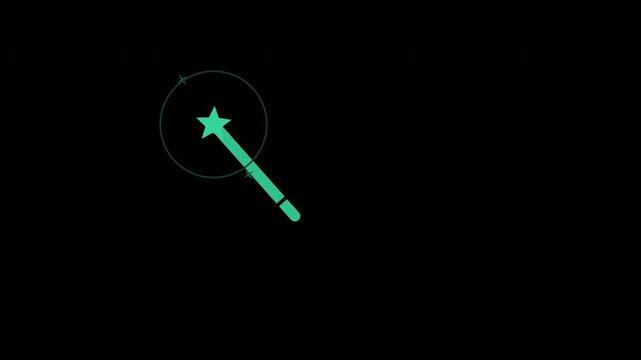 AI magic wand bursting sparkles, generative editing, neo mint transparent overlay, seamless loop animation