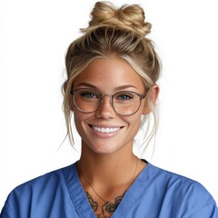 Obraz premium Smiling healthcare worker promotes positivity in communities
