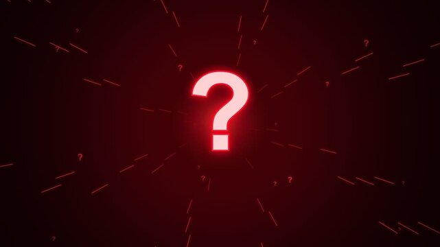 Glowing Red Question Mark Symbol with Radiant Light