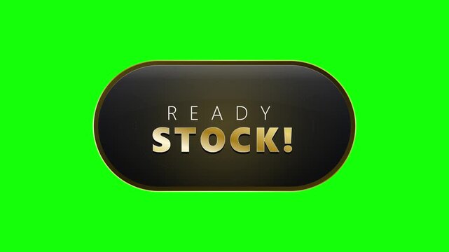 Ready stock gold text button animation with glossy reflection on green screen background