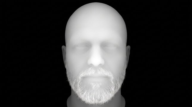 Mapa Z-depth t&eacute;cnico cabeza masculina composici&oacute;n VFX