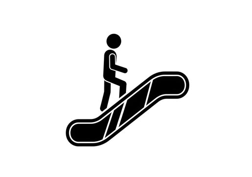 Person riding up on an escalator icon