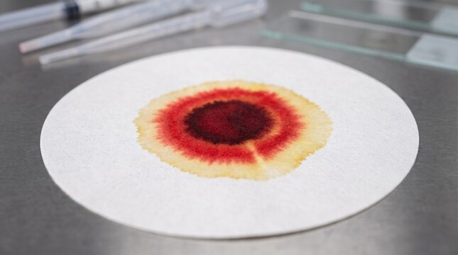 An&aacute;lisis cromatogr&aacute;fico de sangre humana en laboratorio cl&iacute;nico
