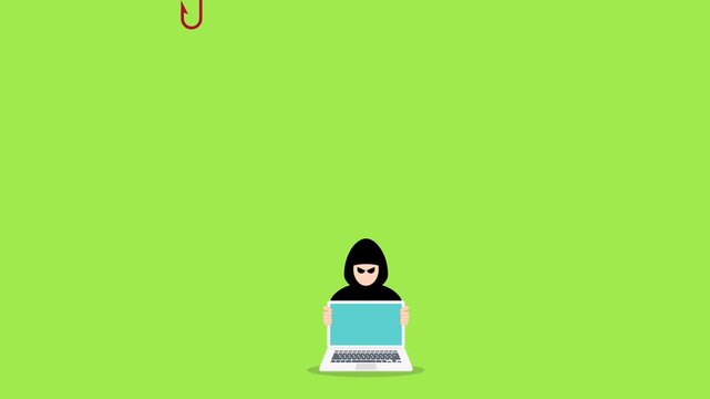Online Financial Fraud Animation with Hacker Stealing Banking Information and Money