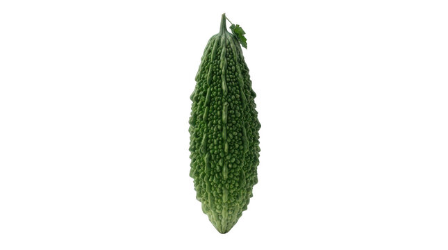 Fresh bitter melon or bitter gourd isolated on transparent background